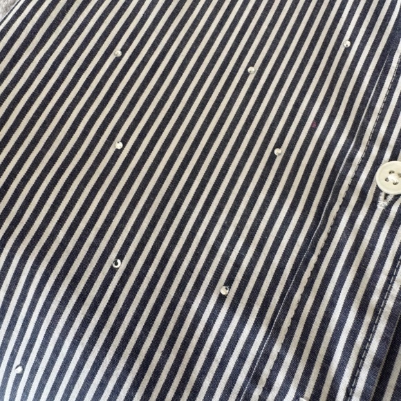 J Crew Women's Striped Button Down w/small rhinestones - Picture 9 of 12